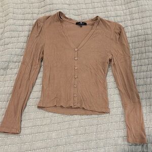7 For All Mankind Brown Button-Down Shirt